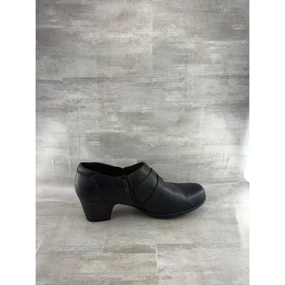 Clarks Maypearl Daisy Black Leather Ankle Boots 261388094070 Women Sz 9.5 M